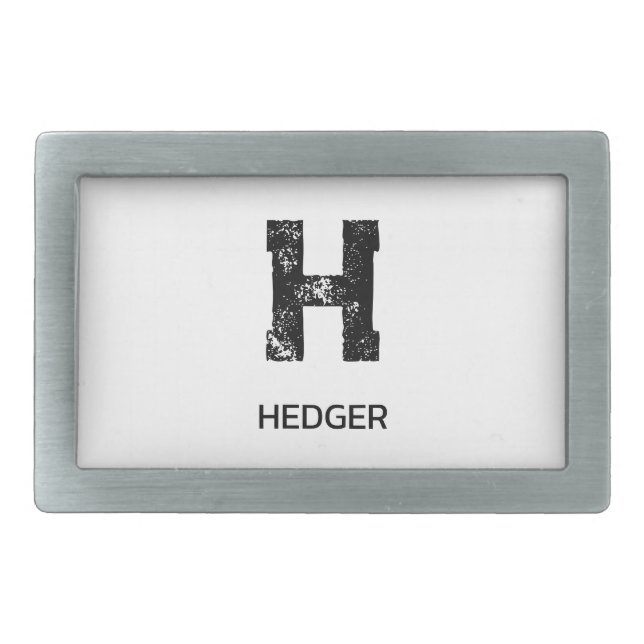 MINIMALIST BLACK ONE LETTER MONOGRAM NAME WHITE BELT BUCKLE (Front)
