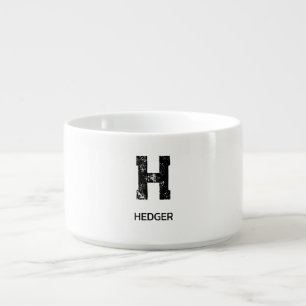MINIMALIST BLACK ONE LETTER MONOGRAM NAME WHITE BOWL