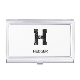 MINIMALIST BLACK ONE LETTER MONOGRAM NAME WHITE BUSINESS CARD CASE