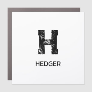 MINIMALIST BLACK ONE LETTER MONOGRAM NAME WHITE CAR MAGNET