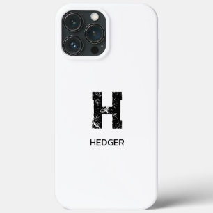 MINIMALIST BLACK ONE LETTER MONOGRAM NAME WHITE iPhone 13 PRO MAX CASE