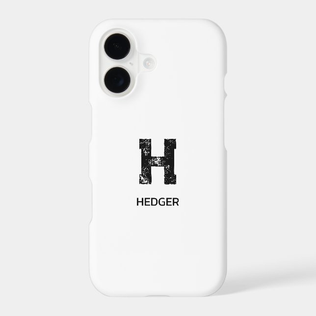 MINIMALIST BLACK ONE LETTER MONOGRAM NAME WHITE Case-Mate iPhone CASE (Back)