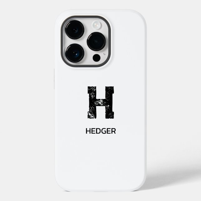 MINIMALIST BLACK ONE LETTER MONOGRAM NAME WHITE Case-Mate iPhone CASE (Back)