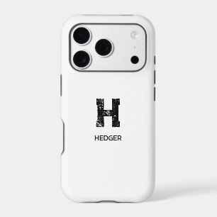 MINIMALIST BLACK ONE LETTER MONOGRAM NAME WHITE iPhone 17 PRO CASE
