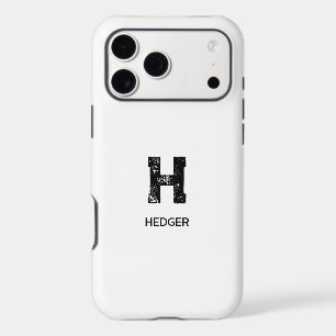 MINIMALIST BLACK ONE LETTER MONOGRAM NAME WHITE iPhone 17 PRO MAX CASE