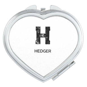 MINIMALIST BLACK ONE LETTER MONOGRAM NAME WHITE COMPACT MIRROR