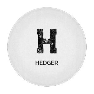 MINIMALIST BLACK ONE LETTER MONOGRAM NAME WHITE CUTTING BOARD