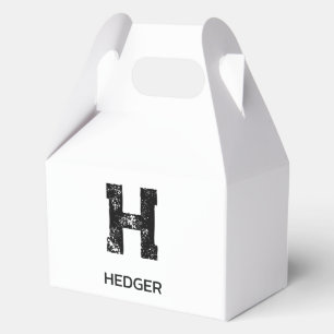 MINIMALIST BLACK ONE LETTER MONOGRAM NAME WHITE FAVOR BOXES