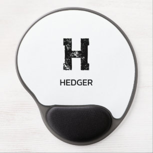 MINIMALIST BLACK ONE LETTER MONOGRAM NAME WHITE GEL MOUSE PAD