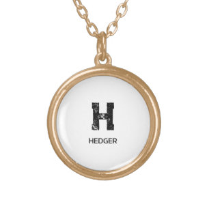 MINIMALIST BLACK ONE LETTER MONOGRAM NAME WHITE GOLD PLATED NECKLACE