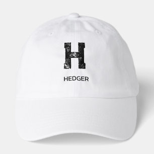 MINIMALIST BLACK ONE LETTER MONOGRAM NAME WHITE HAT