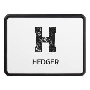 MINIMALIST BLACK ONE LETTER MONOGRAM NAME WHITE HITCH COVER