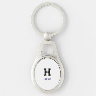 MINIMALIST BLACK ONE LETTER MONOGRAM NAME WHITE KEYCHAIN