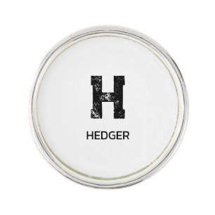 MINIMALIST BLACK ONE LETTER MONOGRAM NAME WHITE LAPEL PIN