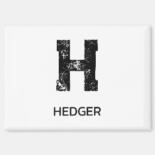 MINIMALIST BLACK ONE LETTER MONOGRAM NAME WHITE MAGNET