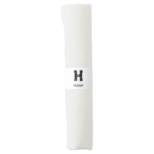 MINIMALIST BLACK ONE LETTER MONOGRAM NAME WHITE NAPKIN BANDS