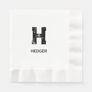 MINIMALIST BLACK ONE LETTER MONOGRAM NAME WHITE NAPKINS