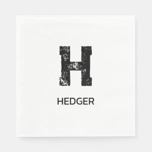 MINIMALIST BLACK ONE LETTER MONOGRAM NAME WHITE NAPKINS