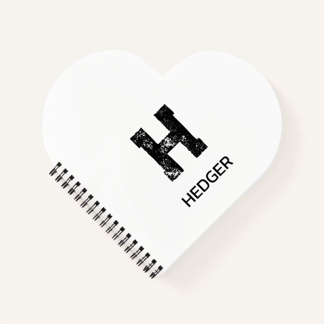 MINIMALIST BLACK ONE LETTER MONOGRAM NAME WHITE NOTEBOOK (Front)