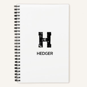 MINIMALIST BLACK ONE LETTER MONOGRAM NAME WHITE NOTEBOOK