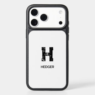 MINIMALIST BLACK ONE LETTER MONOGRAM NAME WHITE iPhone 17 PRO MAX CASE