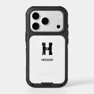 MINIMALIST BLACK ONE LETTER MONOGRAM NAME WHITE iPhone 17 PRO CASE