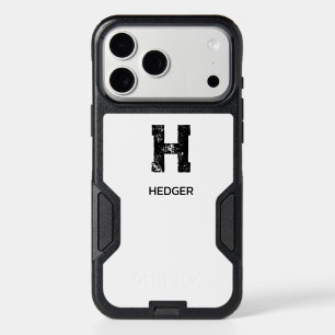 MINIMALIST BLACK ONE LETTER MONOGRAM NAME WHITE iPhone 17 PRO MAX CASE
