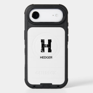 MINIMALIST BLACK ONE LETTER MONOGRAM NAME WHITE iPhone 17 AIR CASE