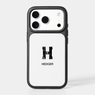 MINIMALIST BLACK ONE LETTER MONOGRAM NAME WHITE iPhone 17 PRO CASE