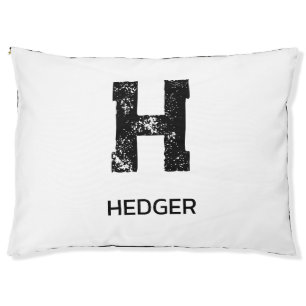 MINIMALIST BLACK ONE LETTER MONOGRAM NAME WHITE PET BED