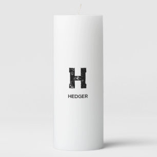 MINIMALIST BLACK ONE LETTER MONOGRAM NAME WHITE PILLAR CANDLE