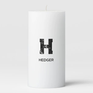 MINIMALIST BLACK ONE LETTER MONOGRAM NAME WHITE PILLAR CANDLE