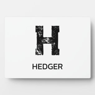 MINIMALIST BLACK ONE LETTER MONOGRAM NAME WHITE PLAQUE