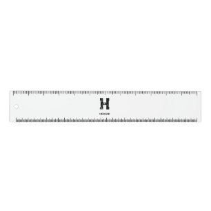 MINIMALIST BLACK ONE LETTER MONOGRAM NAME WHITE RULER
