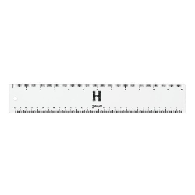 MINIMALIST BLACK ONE LETTER MONOGRAM NAME WHITE RULER (Front)