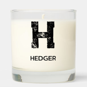 MINIMALIST BLACK ONE LETTER MONOGRAM NAME WHITE SCENTED CANDLE