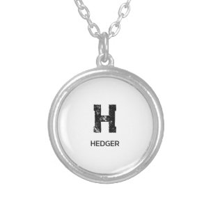 MINIMALIST BLACK ONE LETTER MONOGRAM NAME WHITE SILVER PLATED NECKLACE