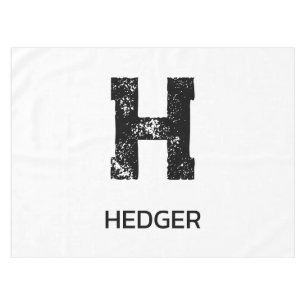 MINIMALIST BLACK ONE LETTER MONOGRAM NAME WHITE TABLECLOTH