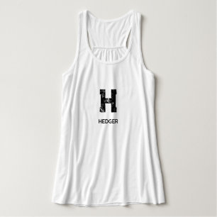 MINIMALIST BLACK ONE LETTER MONOGRAM NAME WHITE TANK TOP