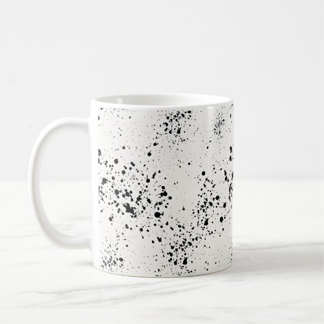 Minimalist Black Paint Splatter Coffee Mug (Left)