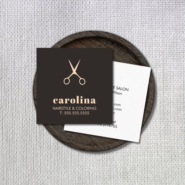 Minimalist Black Pastel Scissors HairStylist Square Business Card (Creator Uploaded)