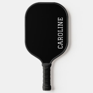 Minimalist Black Personalized Name Carbon Fiber Pickleball Paddle