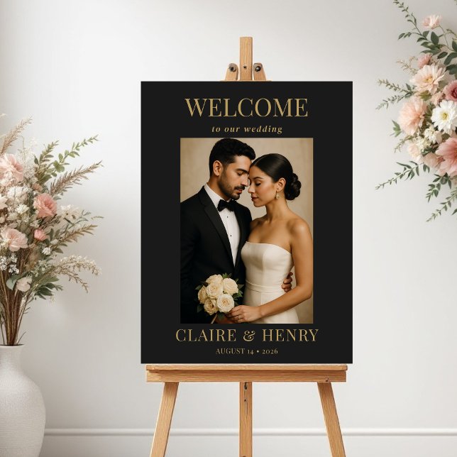 Minimalist Black Photo Modern Wedding Welcome  Poster (Creator Uploaded)