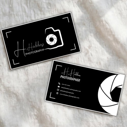 Minimalist Black Photography Business Card