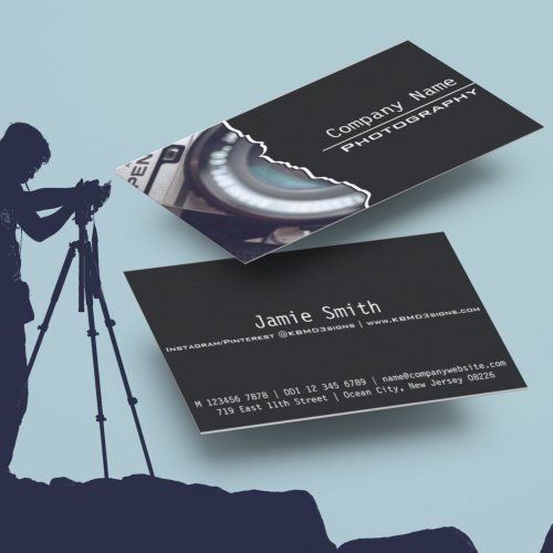 Minimalist Black Photography Custom Photo Business Card