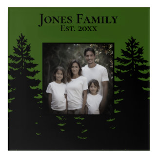 Minimalist black pine tree silhouette personalize acrylic print