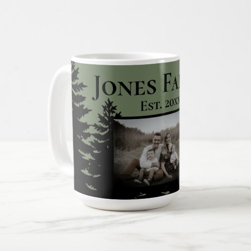 Minimalist black pine tree silhouette personalize  coffee mug