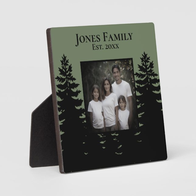 Minimalist black pine tree silhouette personalize  plaque (Front)