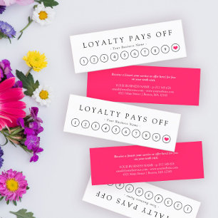 Minimalist Black Pink White Loyalty Punch Card