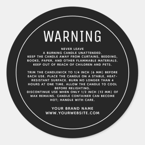 Minimalist black product warning label